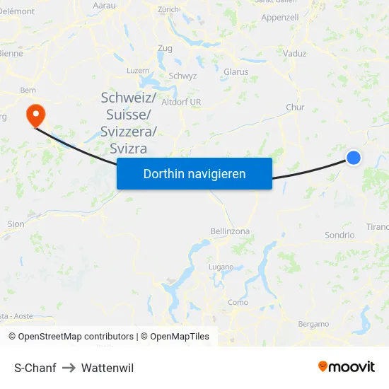 S-Chanf to Wattenwil map