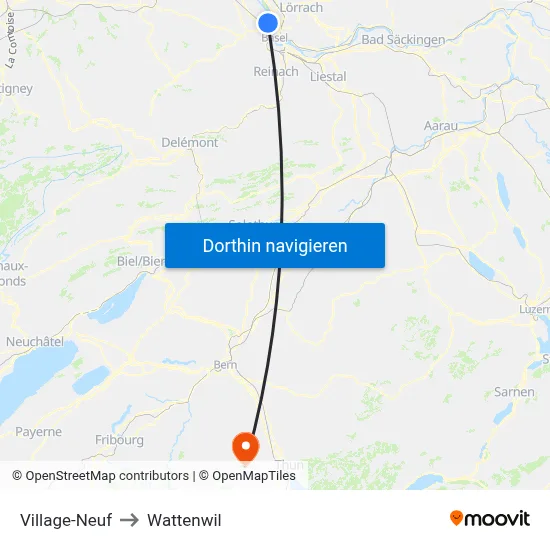 Village-Neuf to Wattenwil map