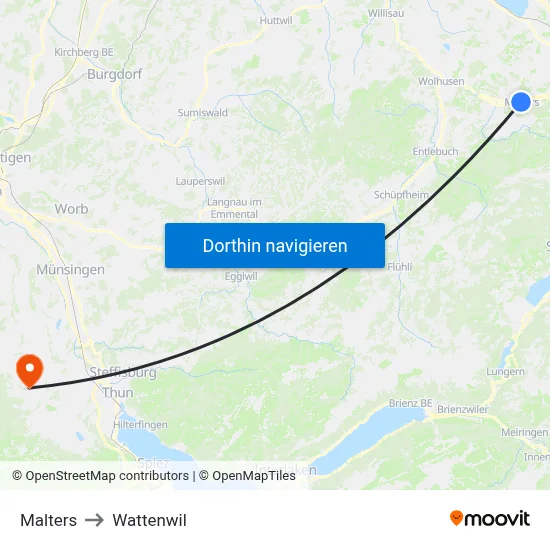 Malters to Wattenwil map