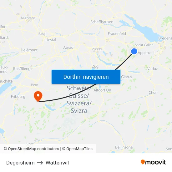 Degersheim to Wattenwil map