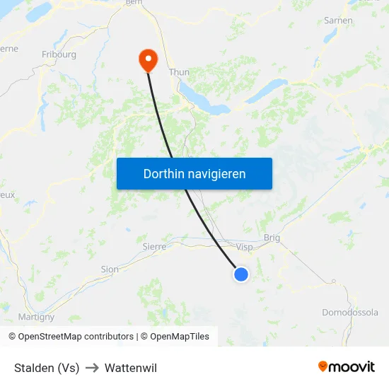 Stalden (Vs) to Wattenwil map