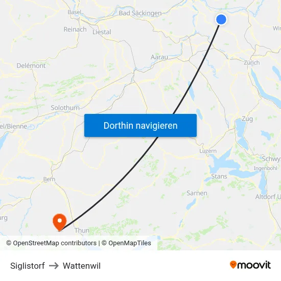 Siglistorf to Wattenwil map