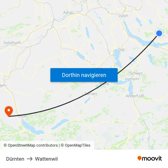 Dürnten to Wattenwil map