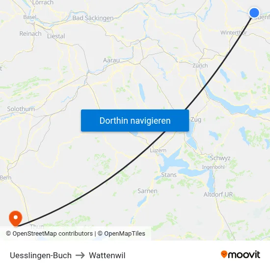 Uesslingen-Buch to Wattenwil map
