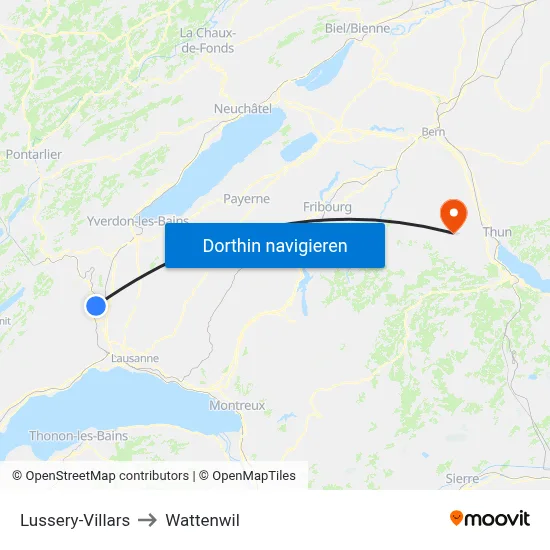 Lussery-Villars to Wattenwil map