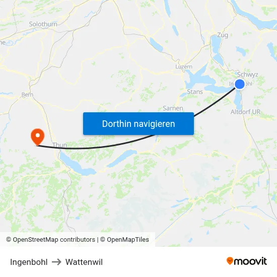 Ingenbohl to Wattenwil map