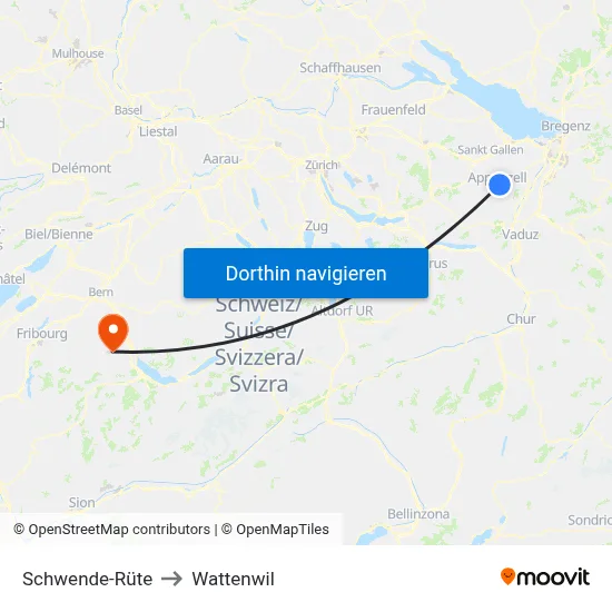 Schwende-Rüte to Wattenwil map