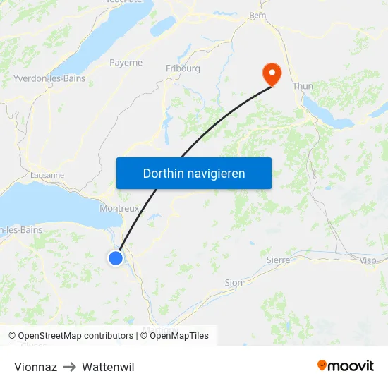 Vionnaz to Wattenwil map