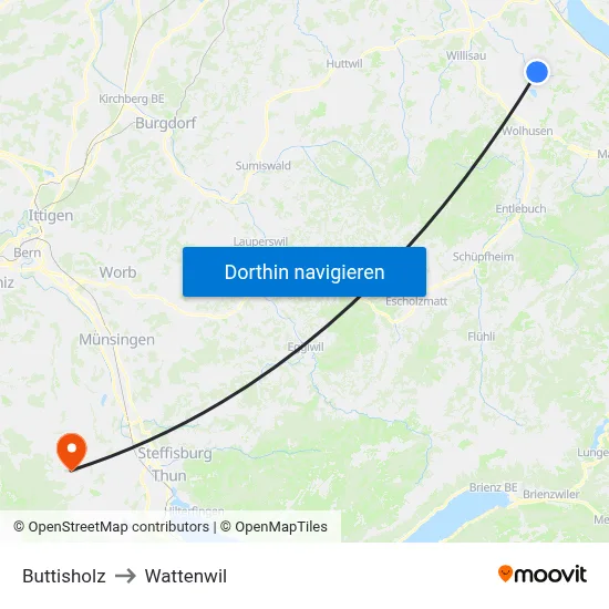 Buttisholz to Wattenwil map