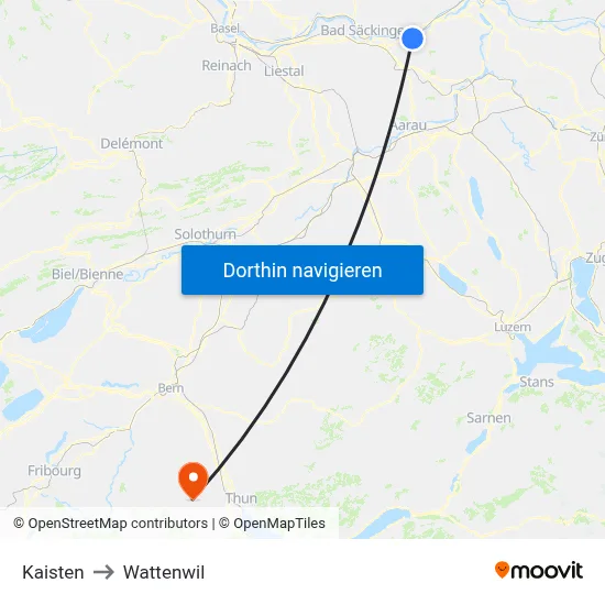 Kaisten to Wattenwil map