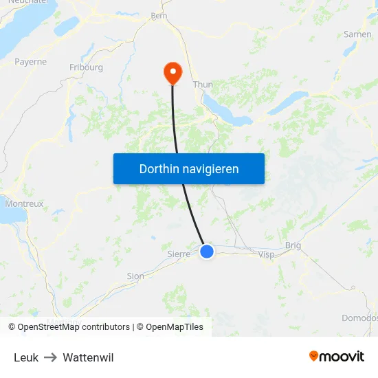 Leuk to Wattenwil map