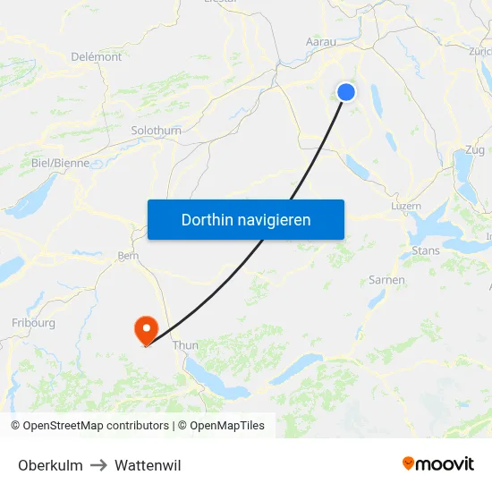 Oberkulm to Wattenwil map