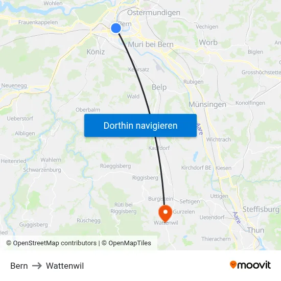 Bern to Wattenwil map