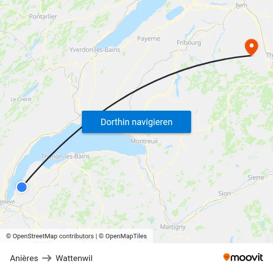 Anières to Wattenwil map