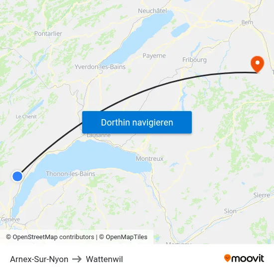 Arnex-Sur-Nyon to Wattenwil map