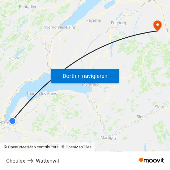 Choulex to Wattenwil map