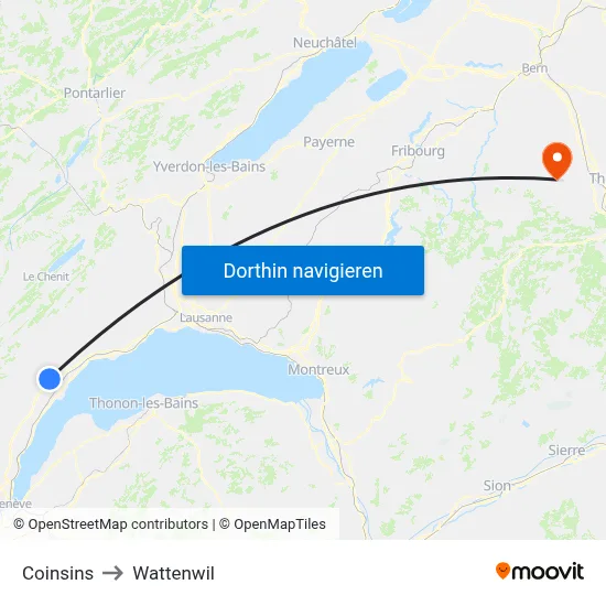 Coinsins to Wattenwil map
