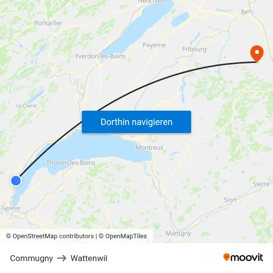Commugny to Wattenwil map