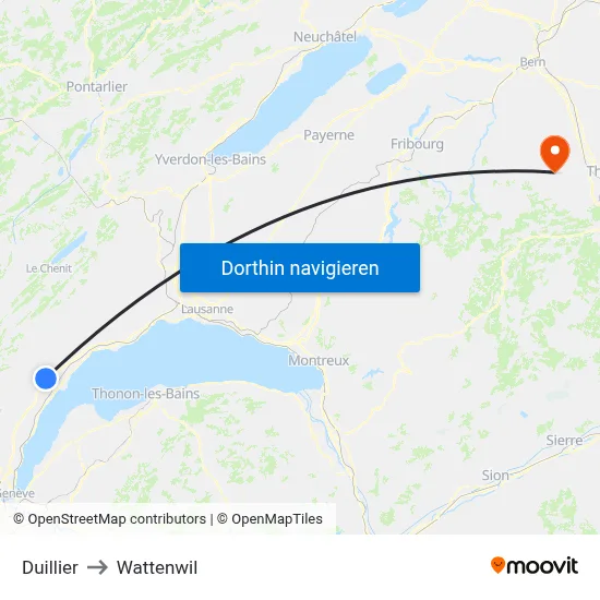 Duillier to Wattenwil map