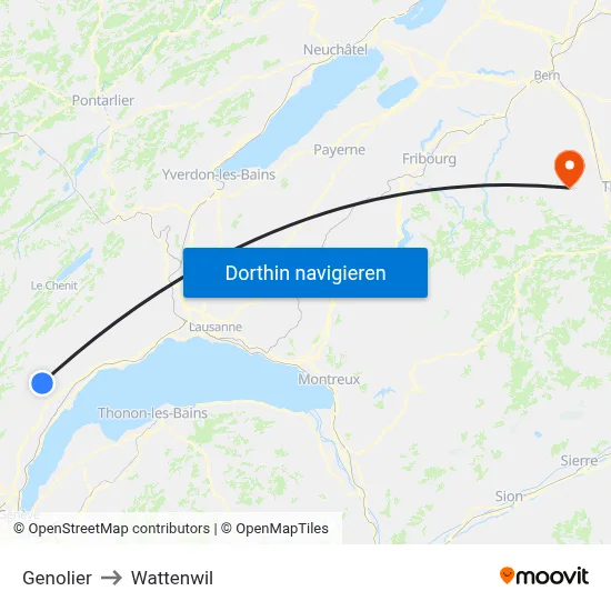 Genolier to Wattenwil map