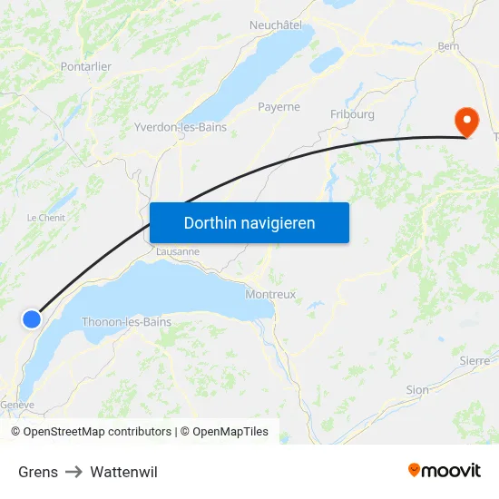 Grens to Wattenwil map