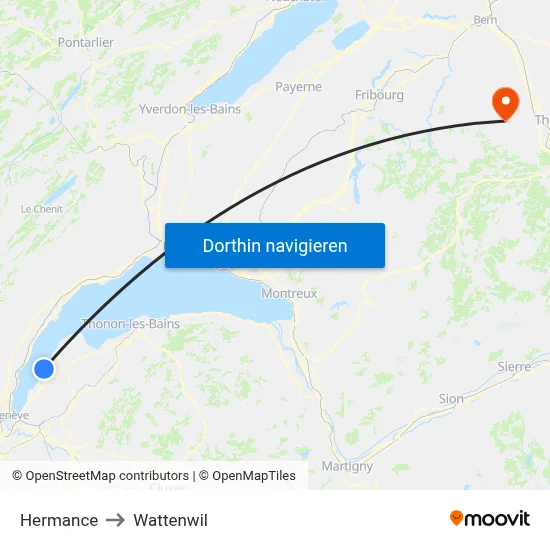 Hermance to Wattenwil map
