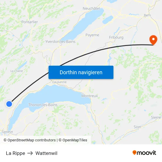 La Rippe to Wattenwil map