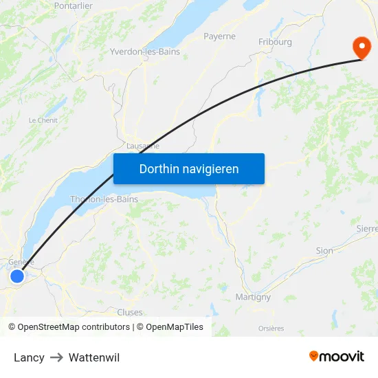 Lancy to Wattenwil map