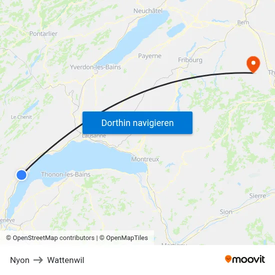 Nyon to Wattenwil map