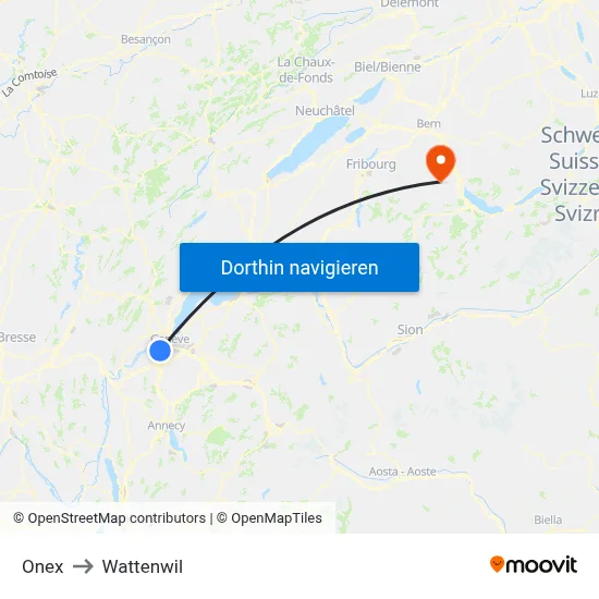 Onex to Wattenwil map