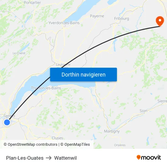 Plan-Les-Ouates to Wattenwil map