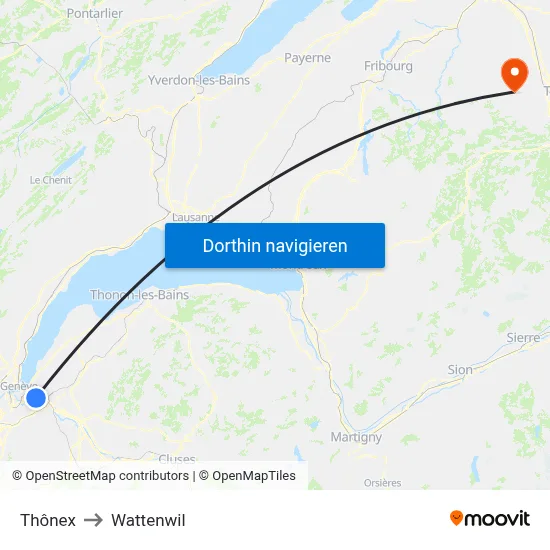 Thônex to Wattenwil map