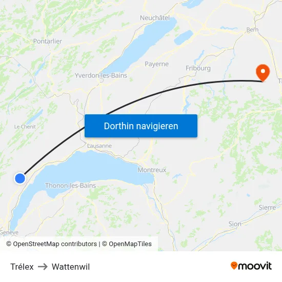 Trélex to Wattenwil map