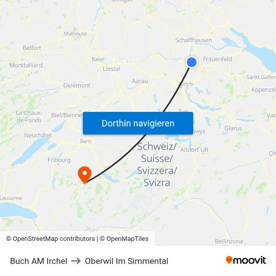 Buch AM Irchel to Oberwil Im Simmental map