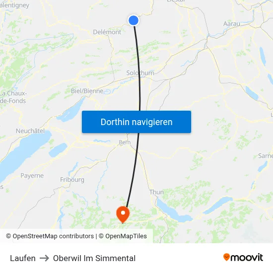 Laufen to Oberwil Im Simmental map
