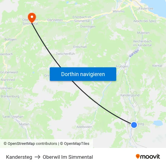 Kandersteg to Oberwil Im Simmental map