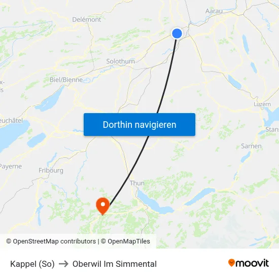 Kappel (So) to Oberwil Im Simmental map