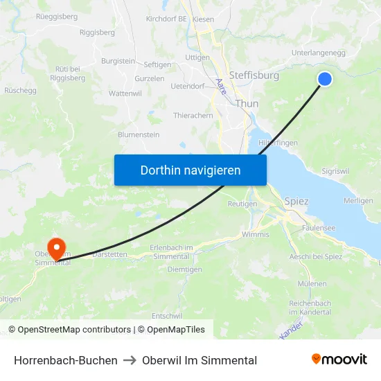 Horrenbach-Buchen to Oberwil Im Simmental map