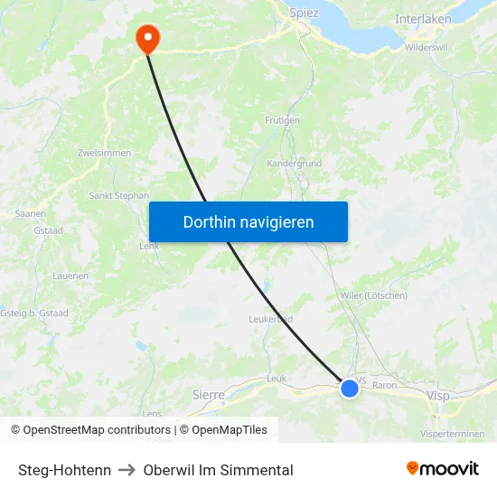 Steg-Hohtenn to Oberwil Im Simmental map