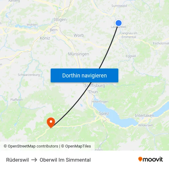 Rüderswil to Oberwil Im Simmental map