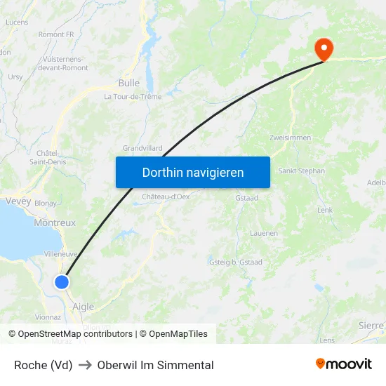 Roche (Vd) to Oberwil Im Simmental map