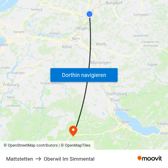 Mattstetten to Oberwil Im Simmental map