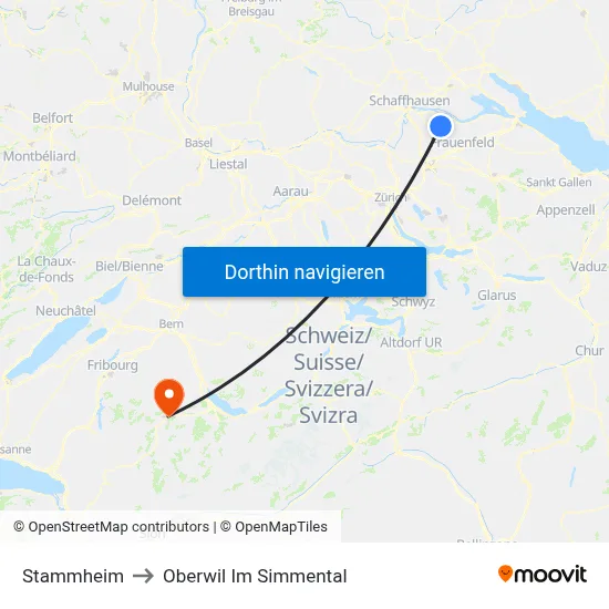 Stammheim to Oberwil Im Simmental map