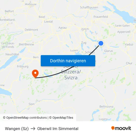Wangen (Sz) to Oberwil Im Simmental map