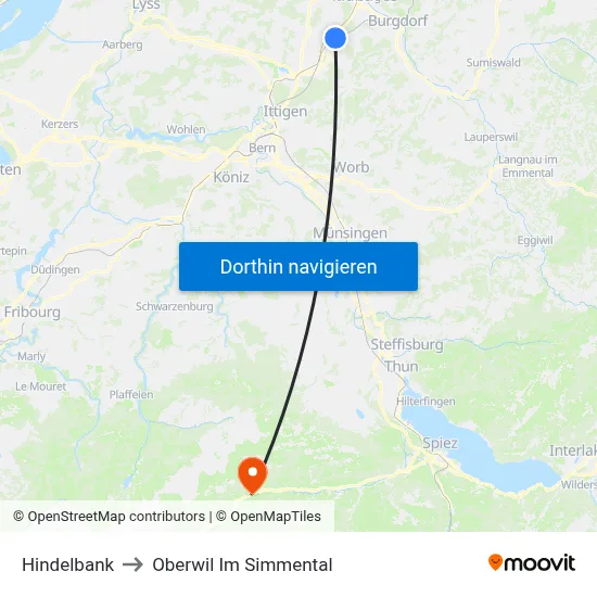 Hindelbank to Oberwil Im Simmental map