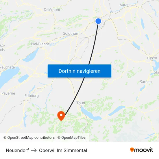 Neuendorf to Oberwil Im Simmental map