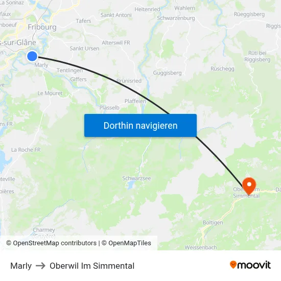 Marly to Oberwil Im Simmental map