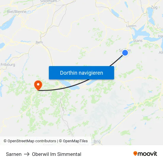 Sarnen to Oberwil Im Simmental map