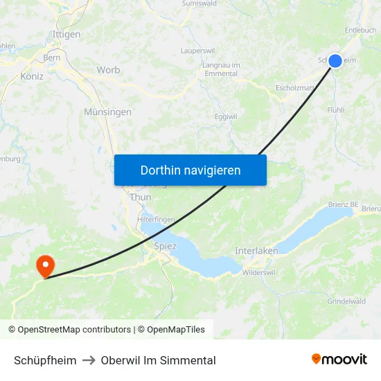 Schüpfheim to Oberwil Im Simmental map