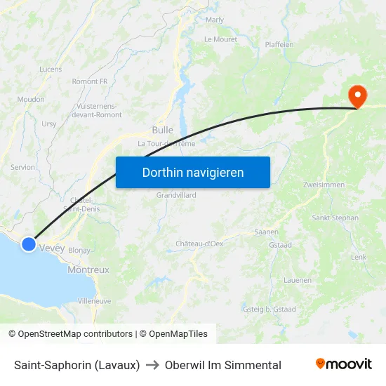 Saint-Saphorin (Lavaux) to Oberwil Im Simmental map